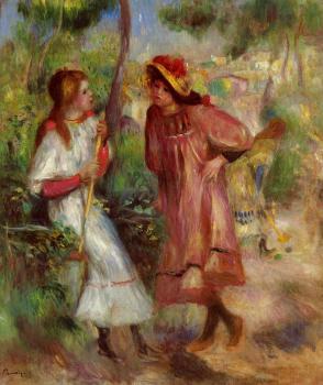Pierre Auguste Renoir : Two Girls in the Garden at Montmartre